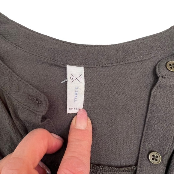 Gentle Fawn Grey Button Front Long Sleeve Blouse Top Size XS - Picture 11 of 12